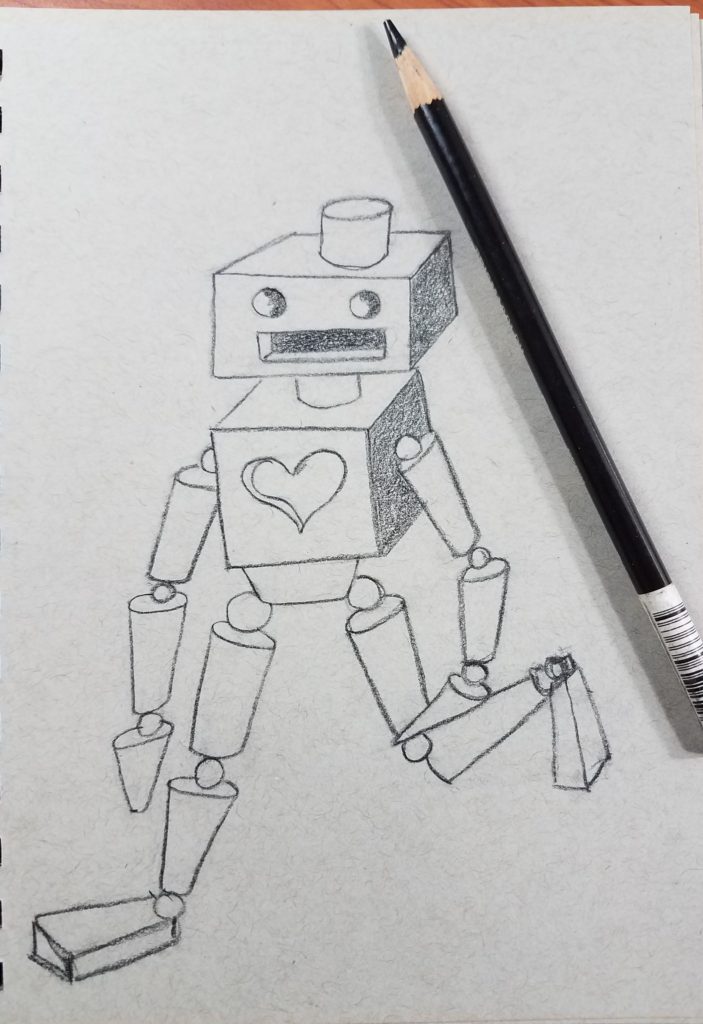 robot drawings pencil