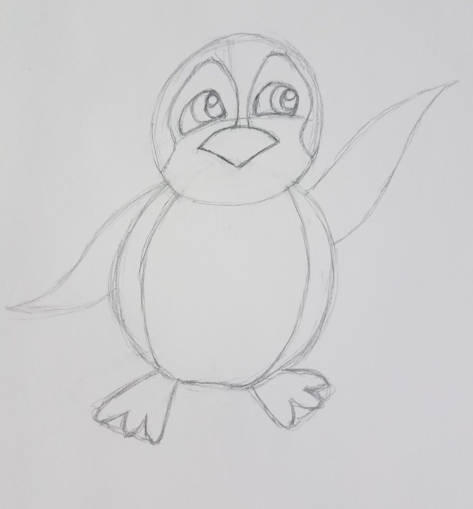 how to draw a cute cartoon penguin