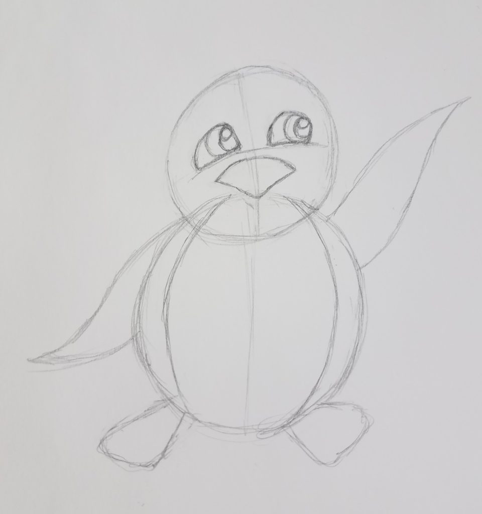 how to draw a penguin step by step