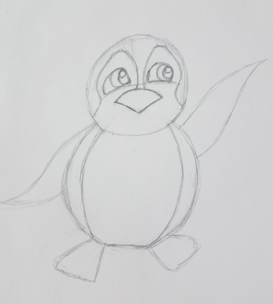 how to draw a penguin step by step