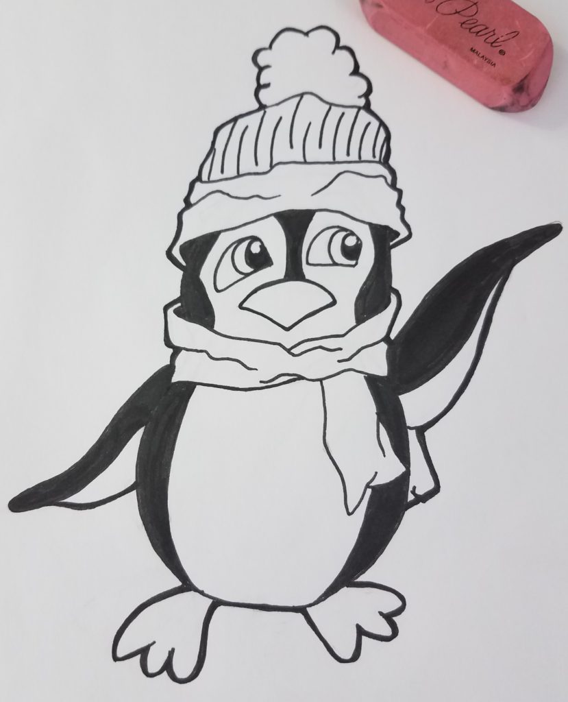 How-To-Draw-A-Cartoon-Penguin-Inked