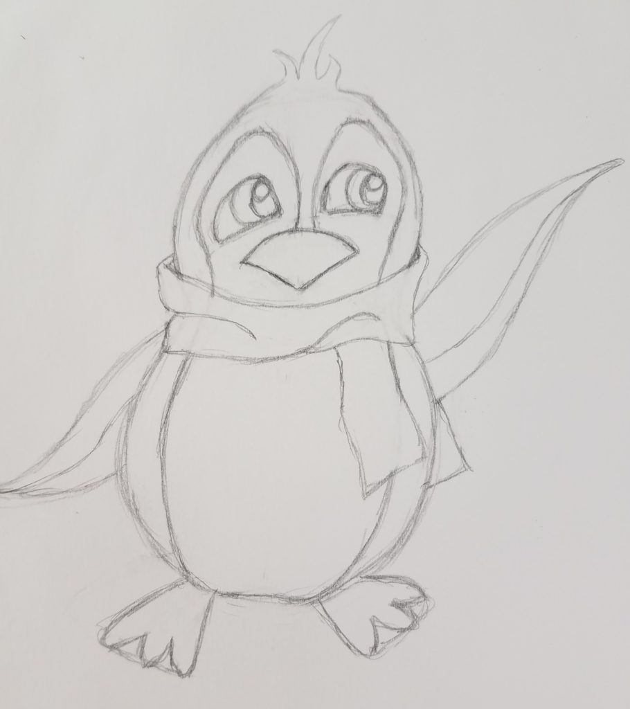 cartoon penguin sketch