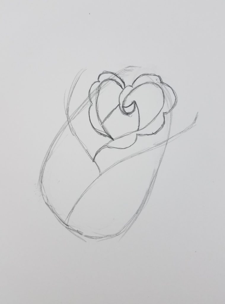 easy pencil drawings of hearts and roses