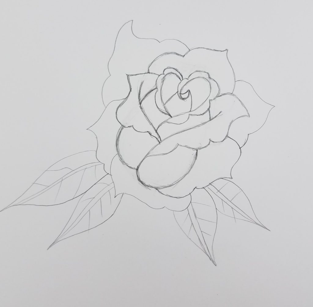 how to draw a rose with pencil