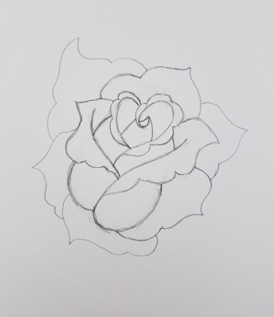 how to draw a rose with pencil