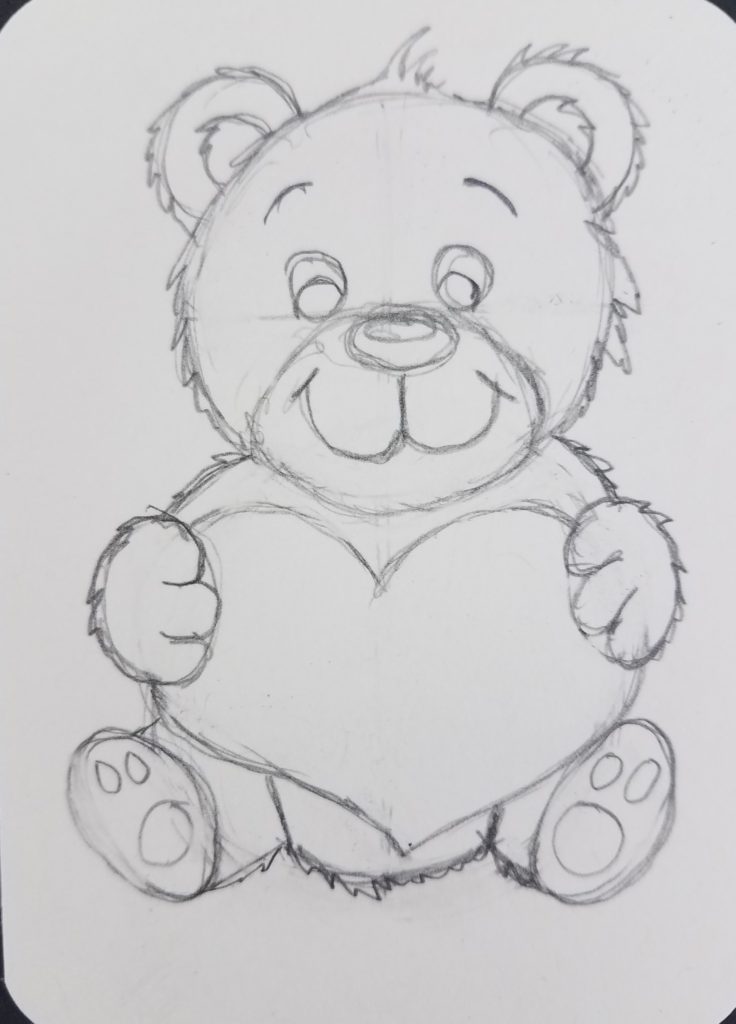 How-To-Draw-A-Teddy-Bear-With-Heart-Fur