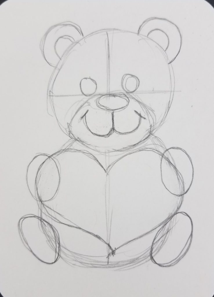 How-To-Draw-A-Teddy-Bear-With-Heart-Heart-Mouth