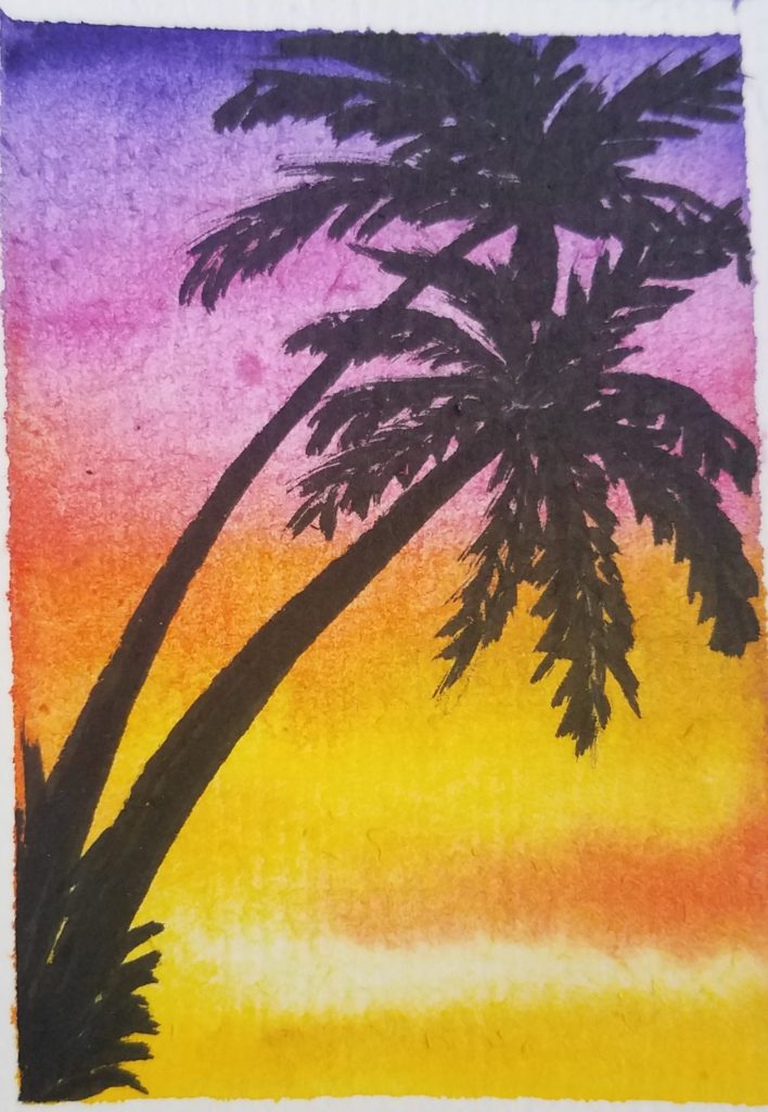 How-To-Paint-A-Watercolor-Sunset-Palms
