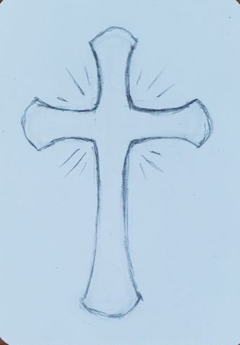 how to draw a cross with flames