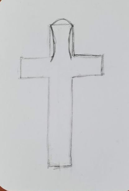 how to draw a cross with flames