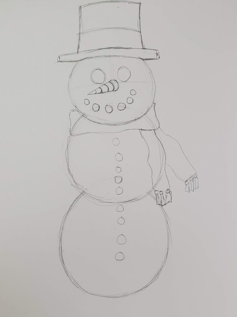 Funny cartoon snowman isolated drawing Royalty Free Vector