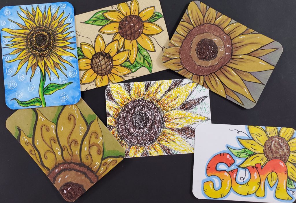 How-To-Draw-A-Sunflower-Finished-ATCs
