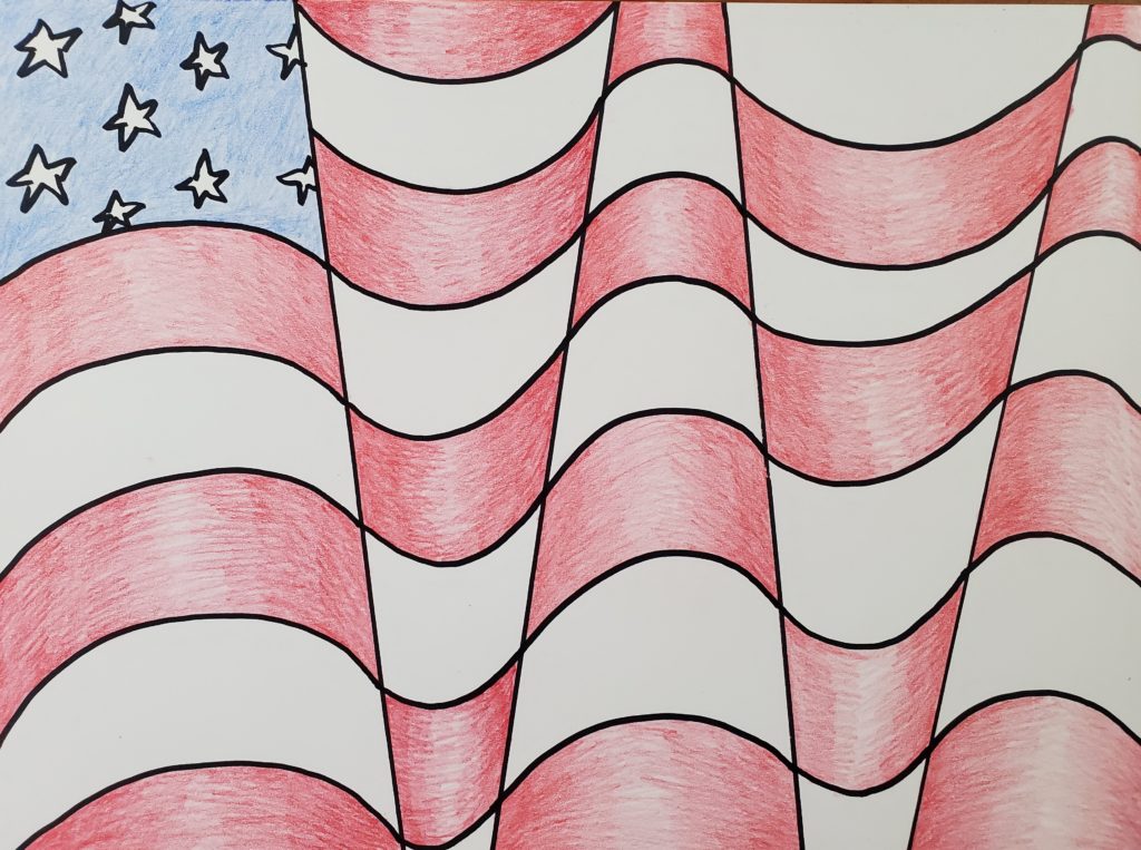 How-To-Draw-An-Op-Art-American-Flag-Colored
