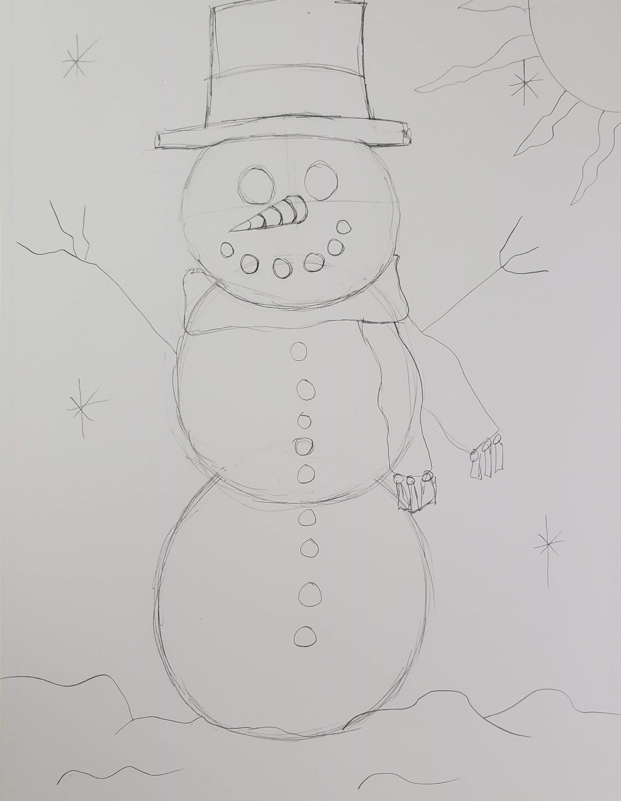 Winter snowman theme drawing 1 Royalty Free Vector Image