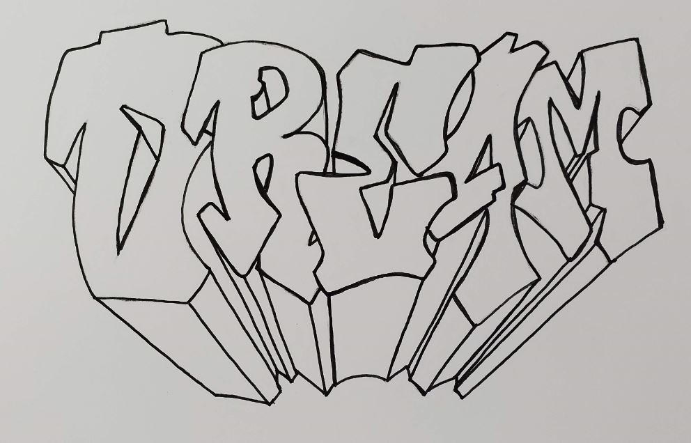 how to draw graffiti bubble letters on paper