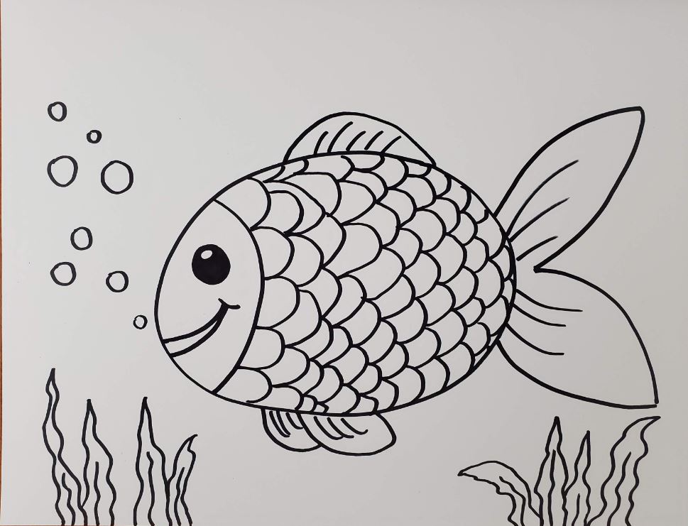 Easy How to Draw an X-Ray Fish Tutorial and Coloring Page