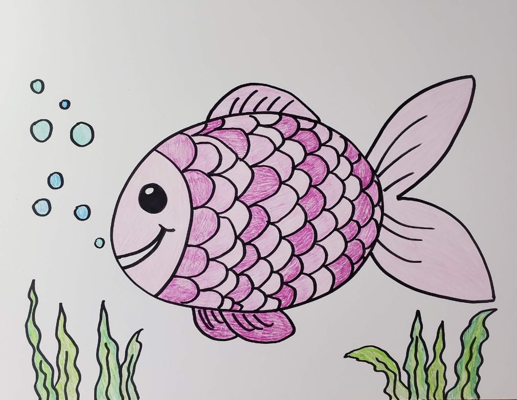 Drawing tutorial. How to draw a Cute Fish Stock Vector | Adobe Stock