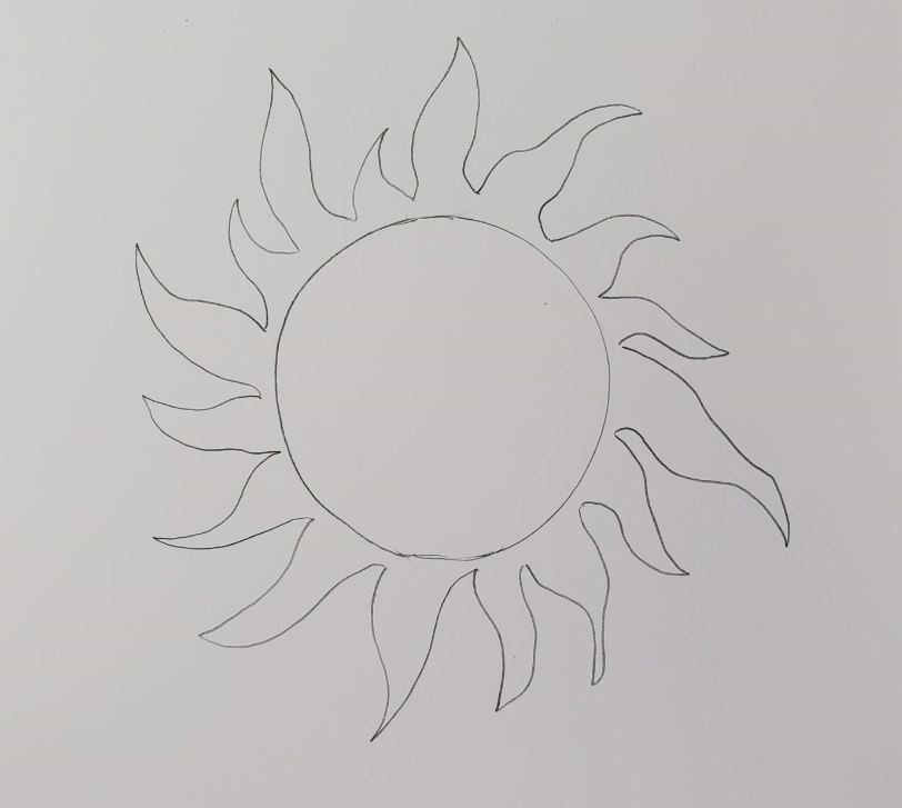 realistic sun pencil drawing