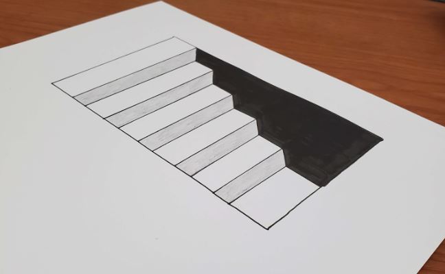 How To Draw 3d Stairs Optical Illusion Art By Ro