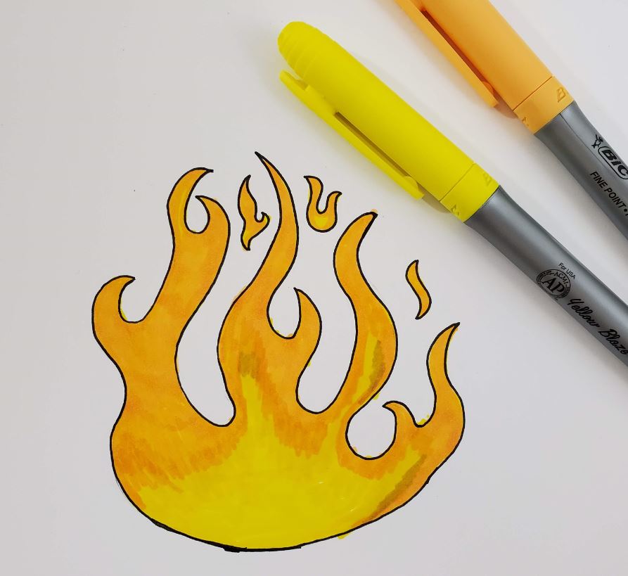 Top 30+ Images how to draw flames on a car Completed