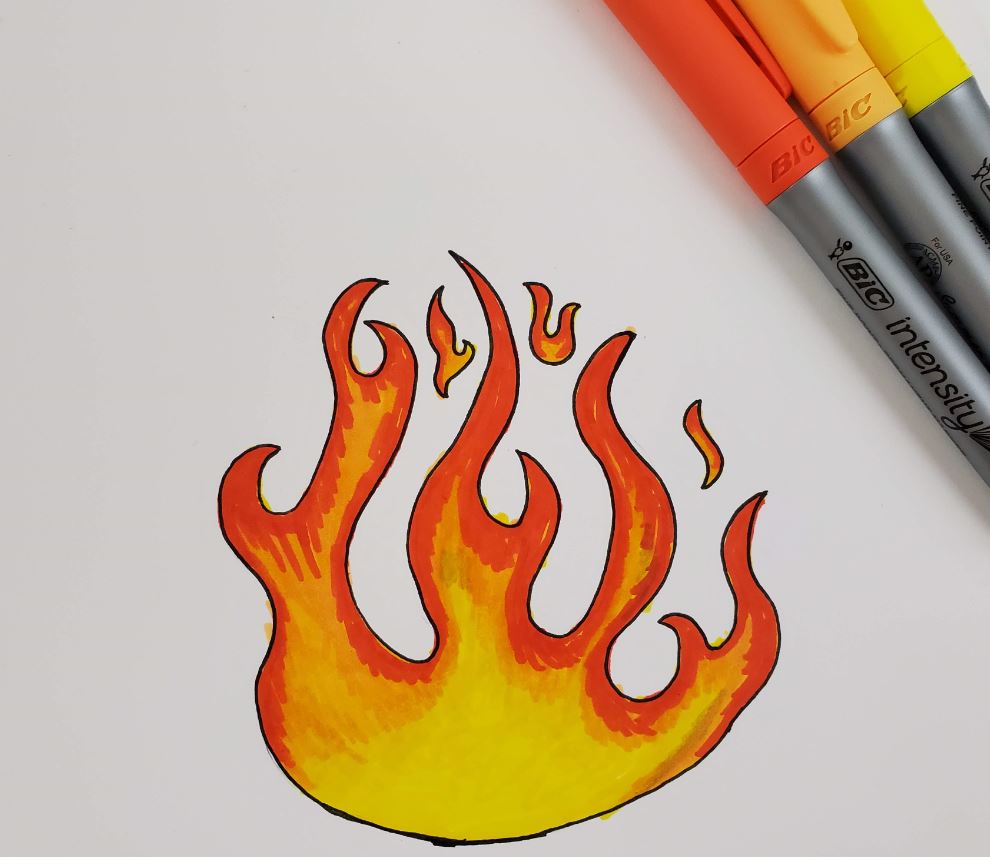 Flame Drawing Red