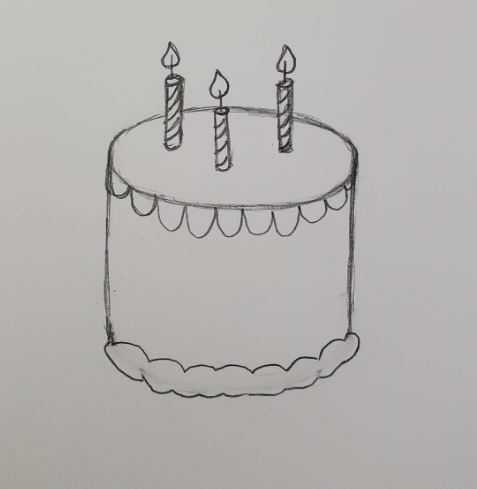 Birthday Cake With Candle Drawing High-Res Vector Graphic - Getty Images