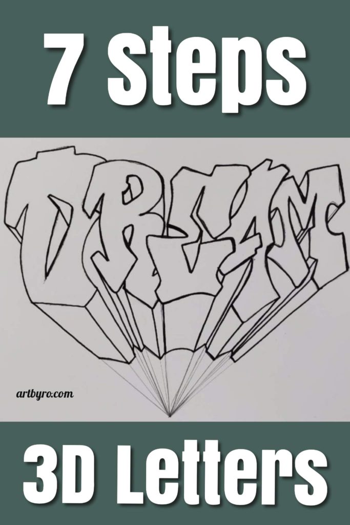 How to Draw 3D Letters Step by Step Art Tutorial - Art by Ro