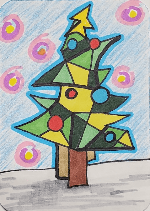 Abstract-Christmas-Tree-Drawing-Cubism-Art-Tutorial