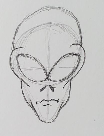 HOW TO DRAW AN ALIEN EASY - DRAWING ALIEN STEP BY STEP 