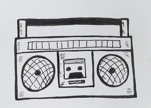 cool boombox drawing