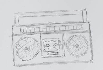 80s boombox drawing