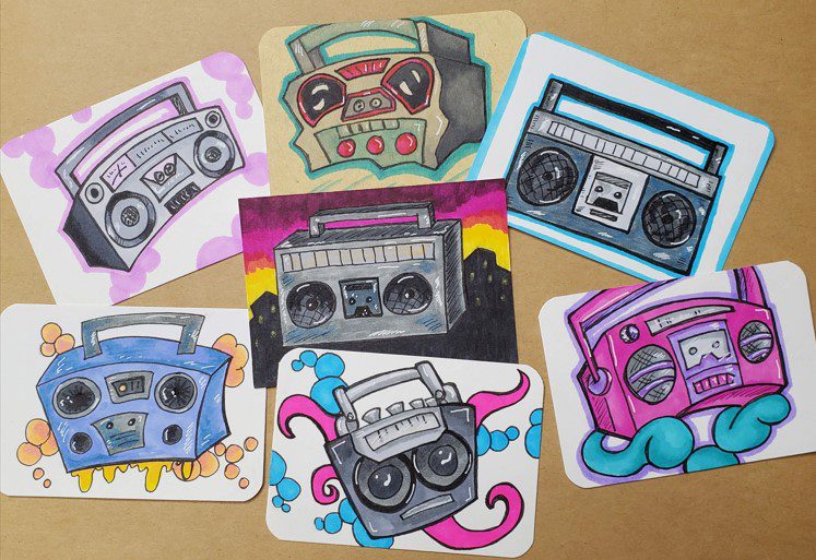 Graffiti Boombox Drawing Tutorial & Several Examples Art by Ro