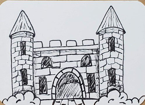 HOW TO DRAW CASTLE DRAWING FOR KIDS | EASY CASTLE DRAWING SCENERY WITH OIL  PASTEL STEP BY STEP -… | Easy cartoon drawings, Scenery drawing for kids,  Kids canvas art