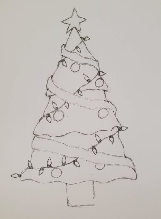 christmas tree pencil sketch