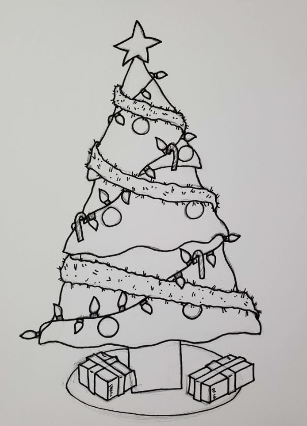 Christmas Tree Drawing Inked