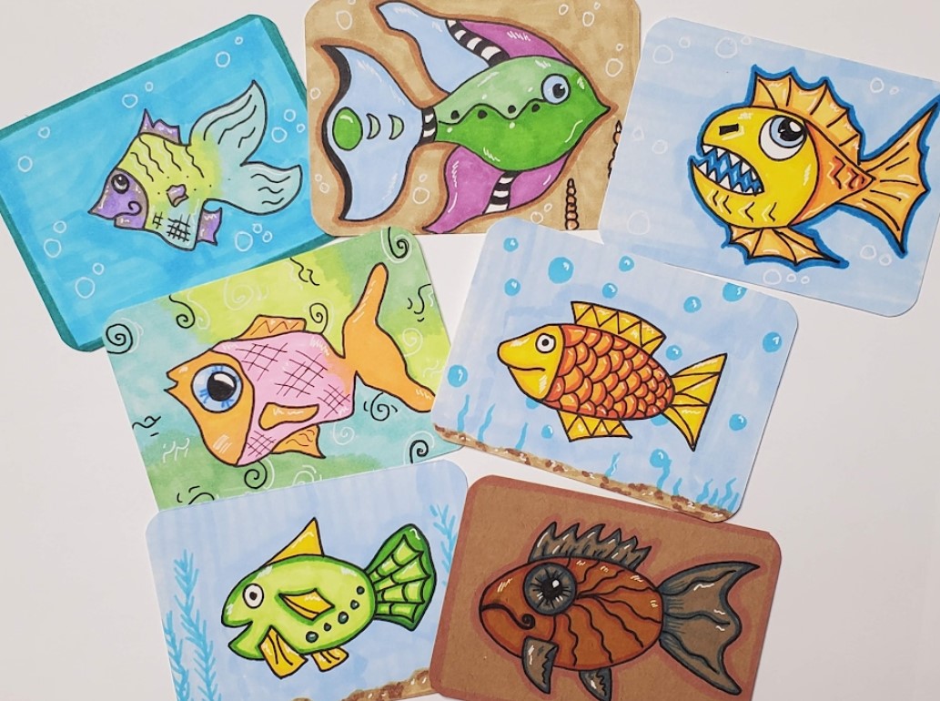 Scratch Art Techniques  How to Draw a Colorful Fish Easy 