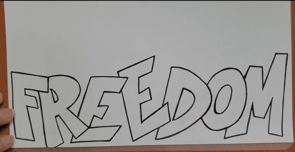 Freedom-Graffiti-Drawing-Outline