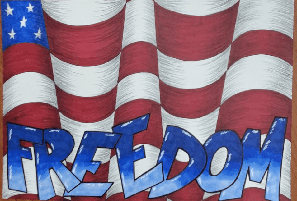 Freedom-Graffiti-Drawing-Patriotic-Optical-Art