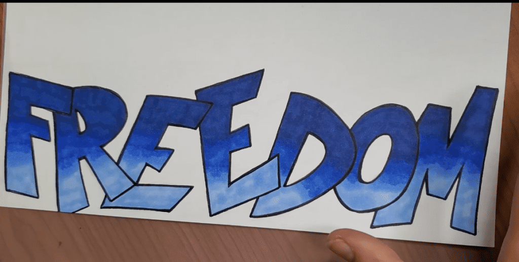 Freedom-Graffiti-Lettering-Drawing-with-Markers