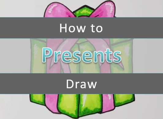 how to draw gift box simple step by step
