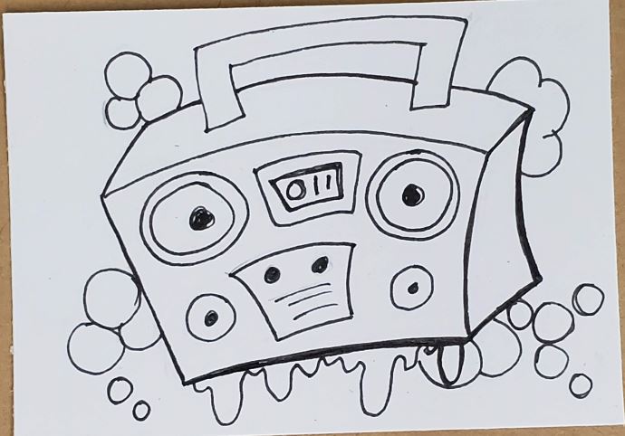 Graffiti-Boombox-Drawing-Inked