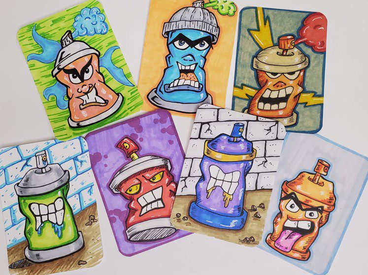 graffiti characters spray can