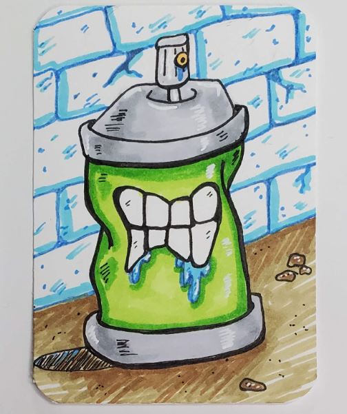 drawings of graffiti spray paint cans