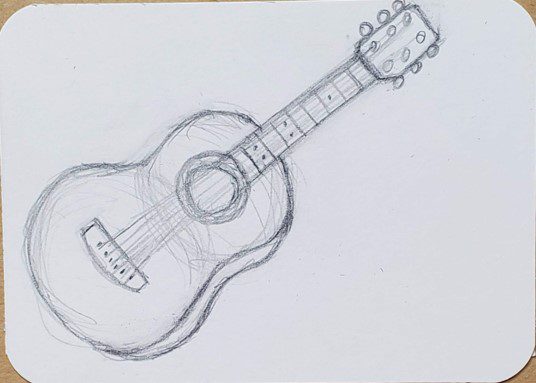 pencil sketch of a guitar