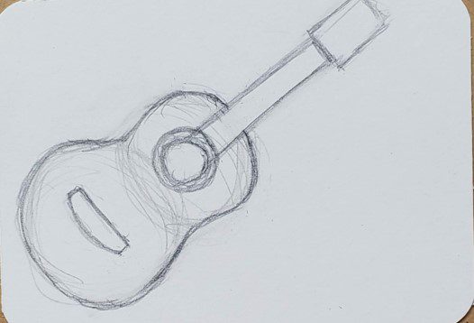 cross hatching drawing of a white electric guitar | Stable Diffusion