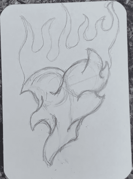 Heart-with-Flames-Drawing