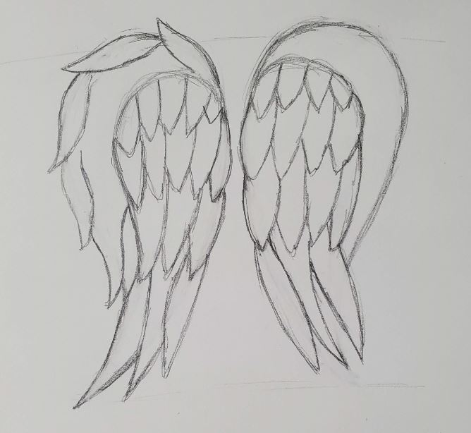 how to draw angel wings