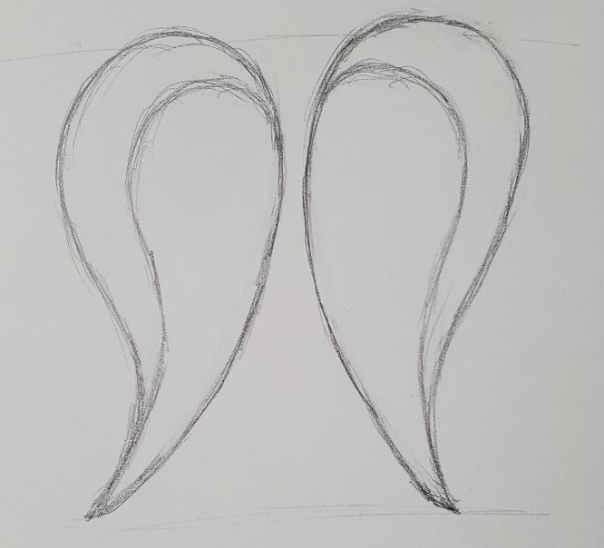 simple angel wings drawing