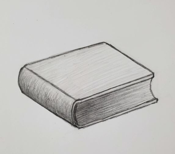 drawing of three books