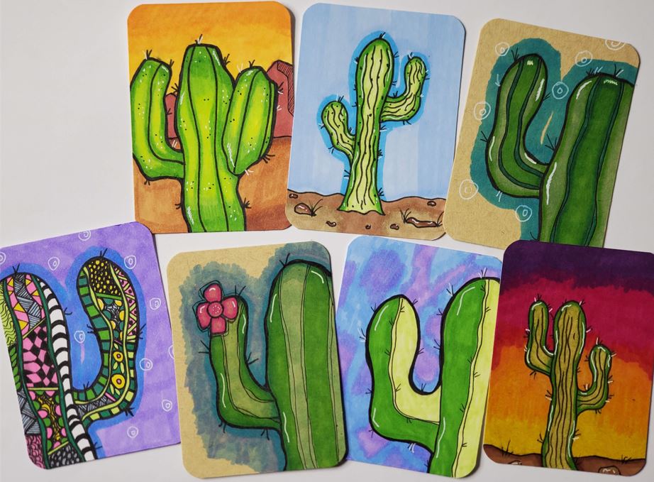 Cactus marker doodles  Cactus painting, Cactus paintings, Cactus drawing